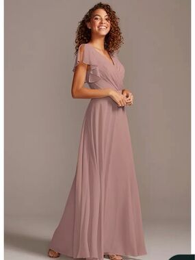 DB Studio Celebrate Dusty Rose Bridesmaid Dress Size 12 Flutter Sleeve